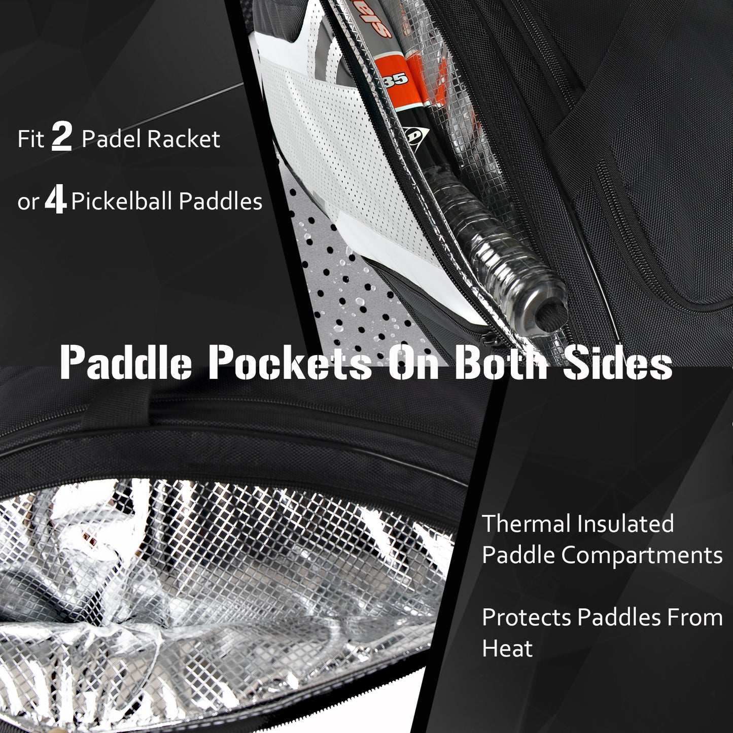 Goloni Pickleball Bag Padel Racket Bag Large Capacity Pickleball Backpack for Men Women Separate Waterproof Shoes Compartment Pickleball Paddle Bag Pickleball Rackets Bags - Fits 4 Paddles & Gears