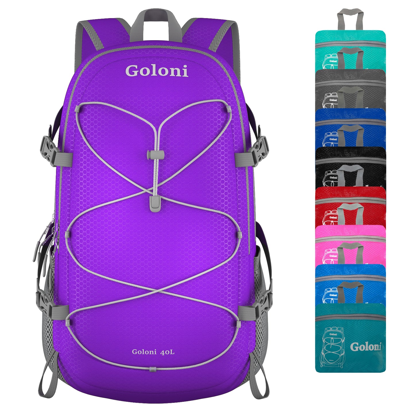 Goloni Hiking Backpack Bag,40L Ultra Lightweight Packable Backpack,Water Resistant Foldable Backpack for Travel Camping Outdoor