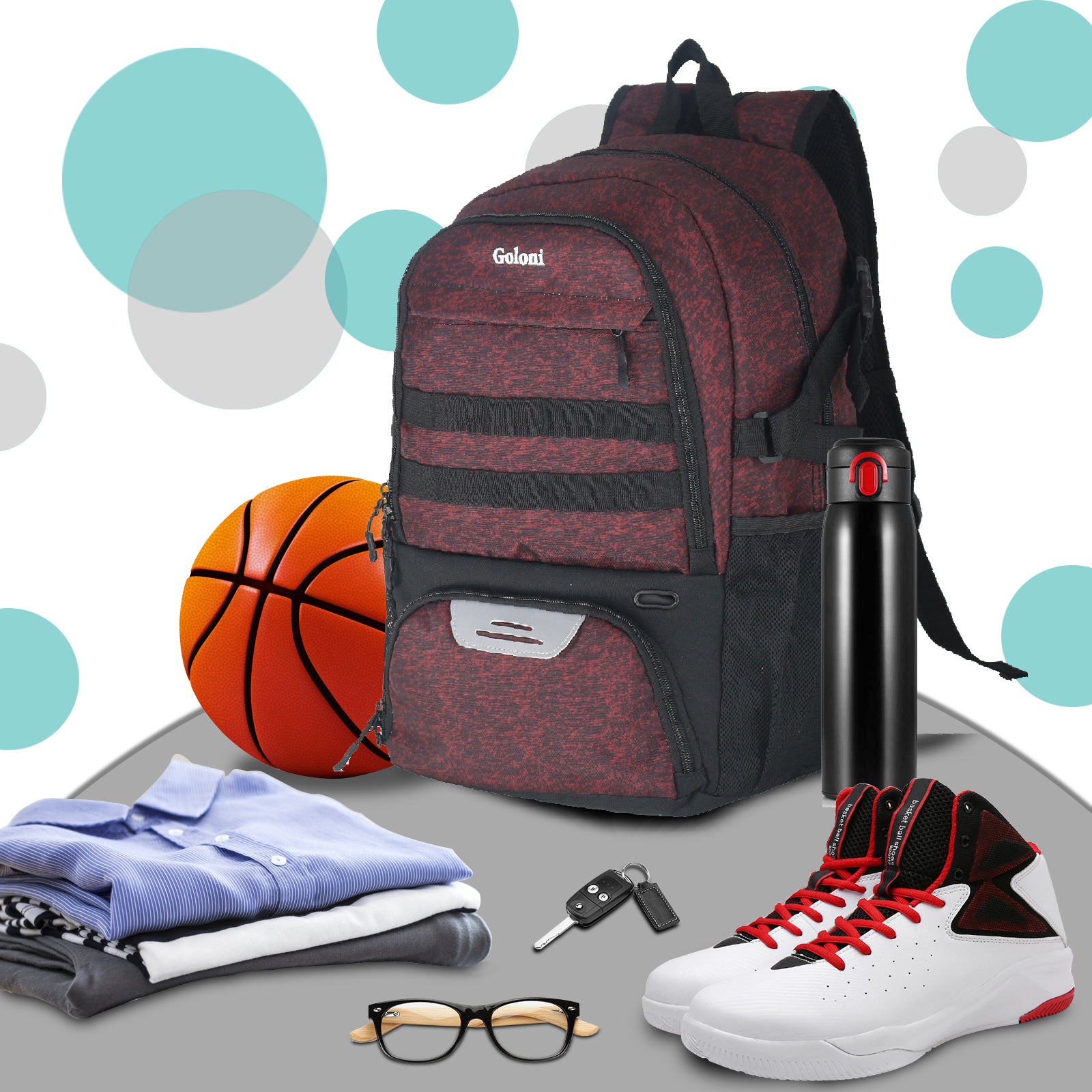  BROTOU Basketball Backpack, Large Basketball Bag with