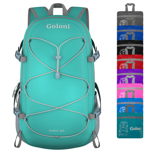 Goloni Hiking Backpack Bag,40L Ultra Lightweight Packable Backpack,Water Resistant Foldable Backpack for Travel Camping Outdoor