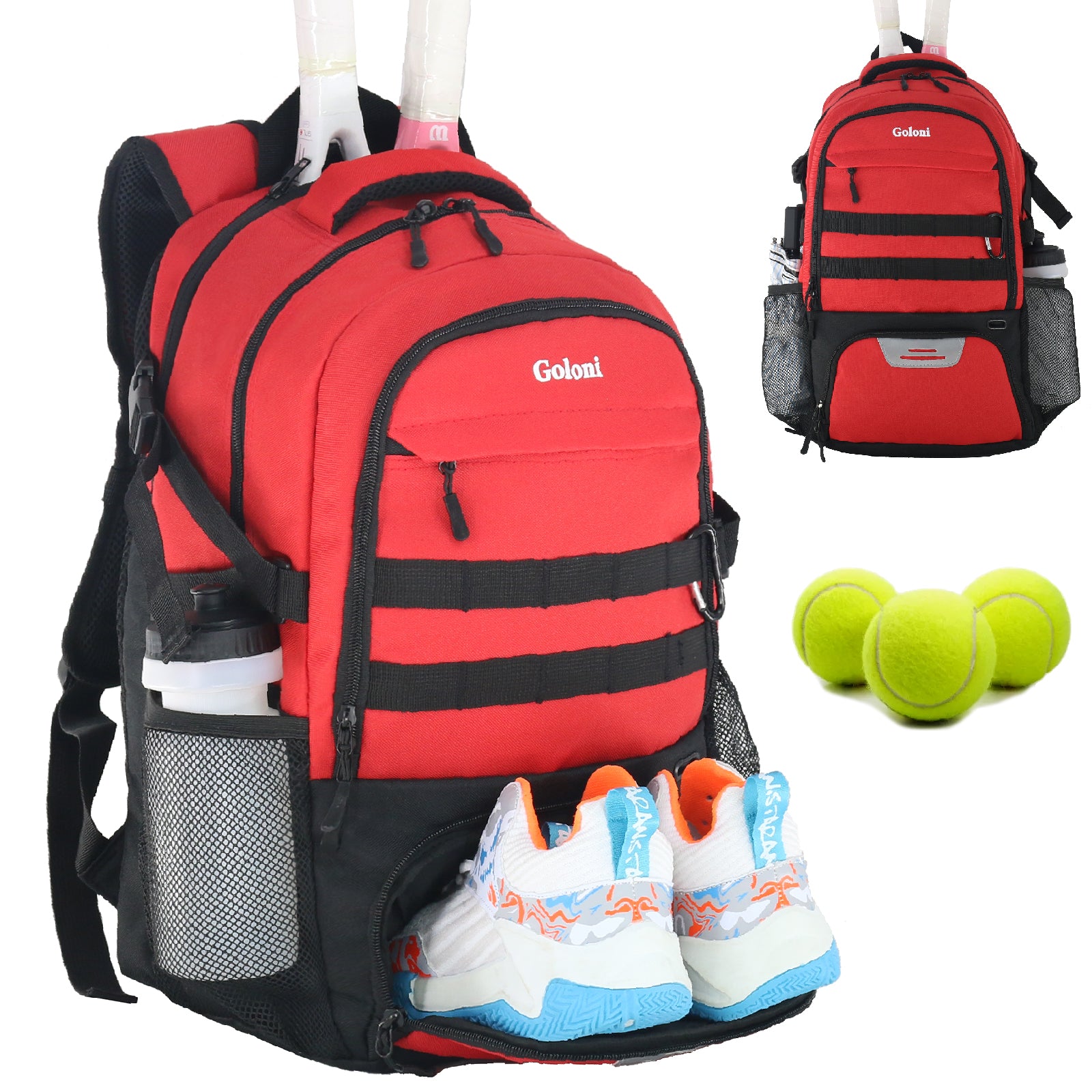 Wolt | Tennis Backpack Tennis Bag for Men Women, Large Tennis Racket Bag with Ventilated Shoe Compartment Holds 2 Rackets,Badminton Squash Racquets