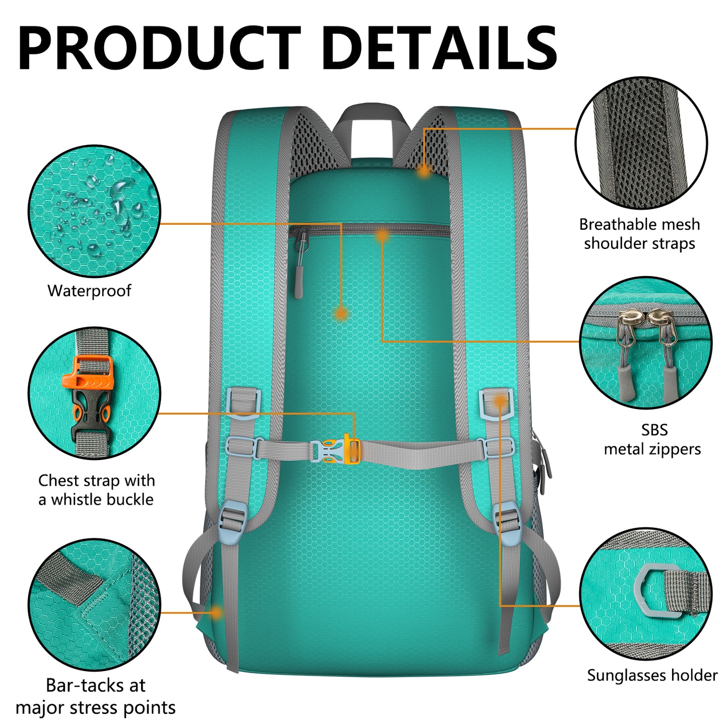 Goloni Hiking Backpack Bag,40L Ultra Lightweight Packable Backpack,Water Resistant Foldable Backpack for Travel Camping Outdoor